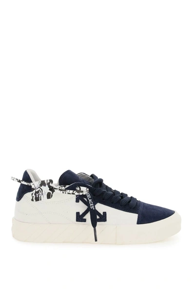 Shop Off-white Low Vulcanized Canvas And Suede Sneakers In White,blue