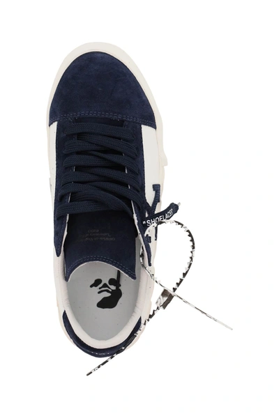 Shop Off-white Low Vulcanized Canvas And Suede Sneakers In White,blue