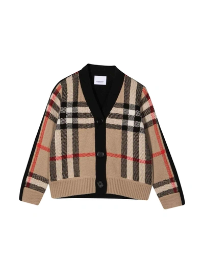 Shop Burberry Beige Checked Cardigan