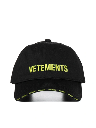 Shop Vetements Hat In Black Neon Yellow