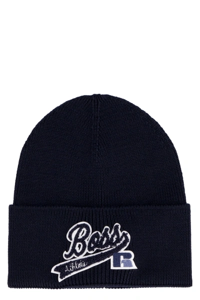 Shop Hugo Boss Boss X Russell Athletic - Knitted Hat In Blue