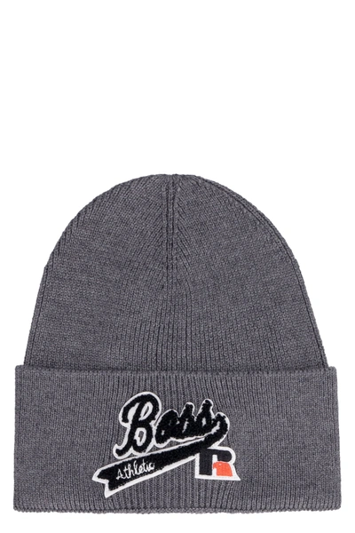 Shop Hugo Boss Boss X Russell Athletic - Knitted Hat In Grey