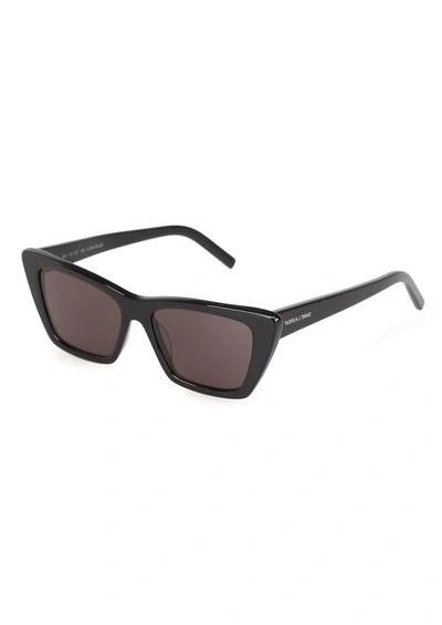 Shop Saint Laurent Sl 276 Mica Sunglasses In Black Black Grey