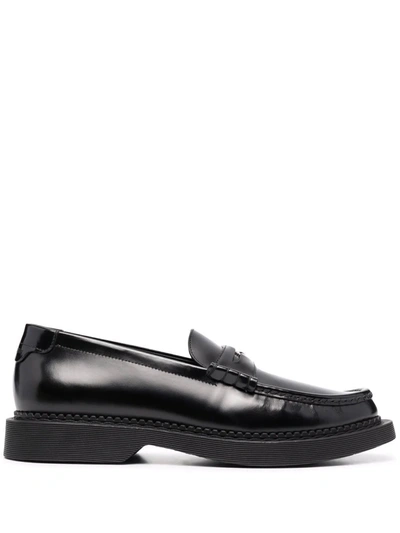 Shop Saint Laurent Teddy Penny Leather Loafers In Schwarz