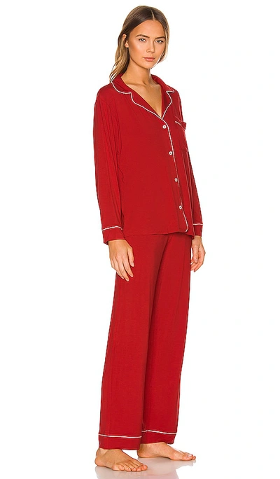 Eberjey Gisele Red Jersey Pyjama Set In Haute Red & Ivory