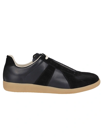 Shop Maison Margiela Black Leather Replica Sneakers