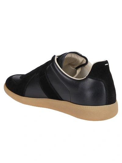 Shop Maison Margiela Black Leather Replica Sneakers