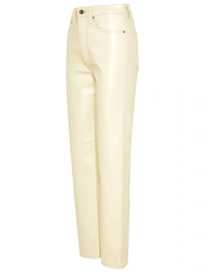Shop Agolde Black Recycled Leather 90's Pinch Waist Pants In White