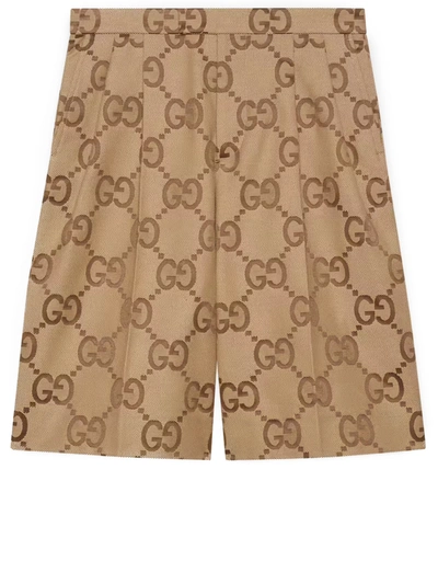 Shop Gucci Jumbo Shorts In Beige