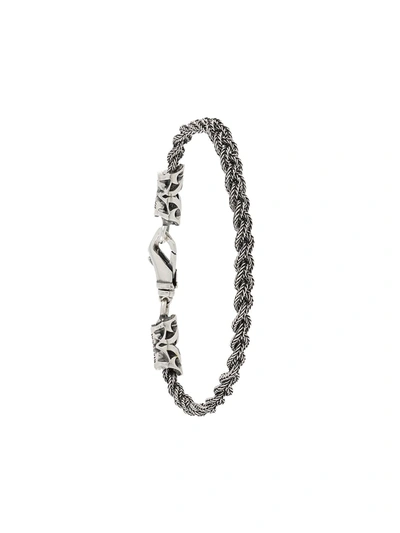 Emanuele Bicocchi Sterling Silver Thin Braided Chain Bracelet In Silver