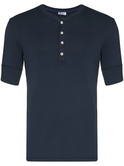 Shop Schiesser Henley Short-sleeve T-shirt In Blue