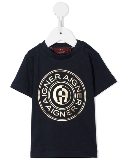 Shop Aigner Logo-print Cotton T-shirt In Blue