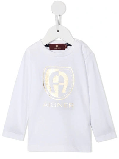 Shop Aigner Logo-print Cotton T-shirt In White