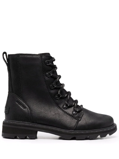 Shop Sorel Lennox Lace-up Boots In Black