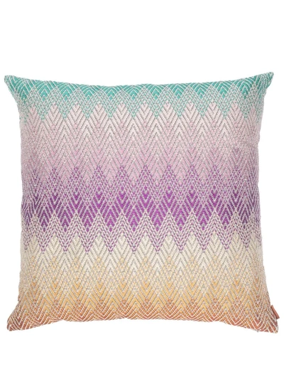 Shop Missoni Zigzag Pattern Cushion In Pink