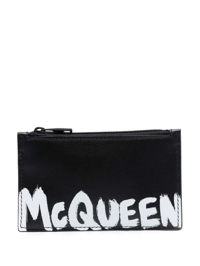 Shop Alexander Mcqueen Logo-print Leather Wallet In Black