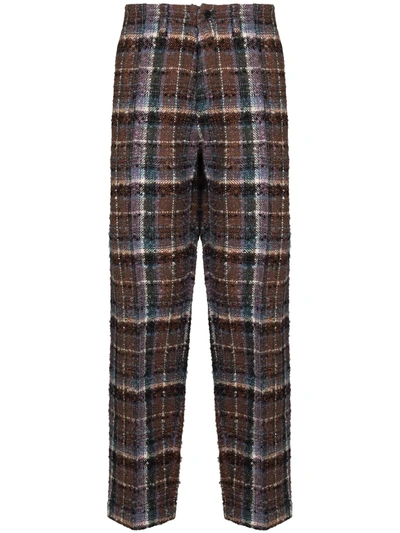 Shop Nicholas Daley Plaid Bouclé Trousers In Blue