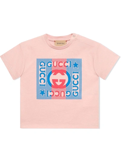 Shop Gucci Logo-print Short-sleeve T-shirt In Pink