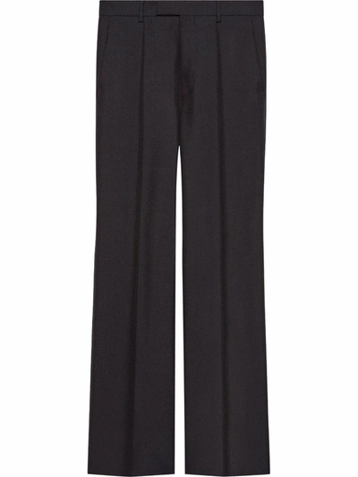 Shop Gucci Straight-leg Mohair Trousers In Black