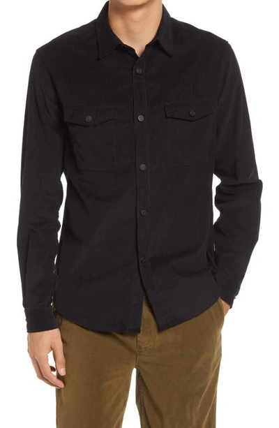 Shop Frame Long Sleeve Corduroy Button-up Shirt In Noir