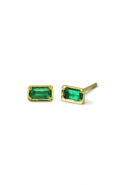 Shop Ila Women's Leone 14k Yellow Gold Emerald Earrings In Green