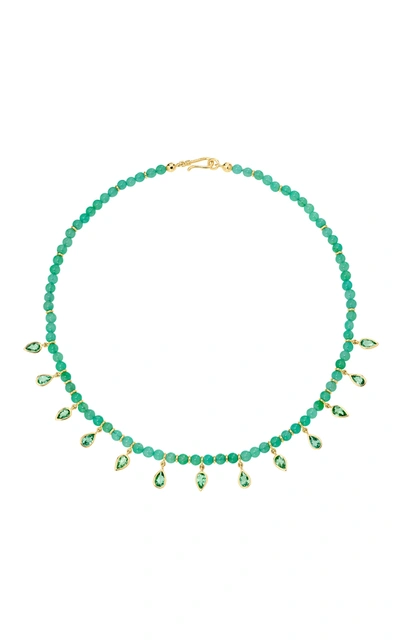 Shop Sauer Uirapuru 18k Yellow Gold Chrysoprase; Tourmaline Necklace In Green