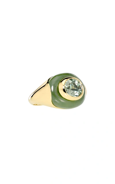 Shop Sauer Igapó 18k Yellow Gold Jade; Prasiolite Ring In Green