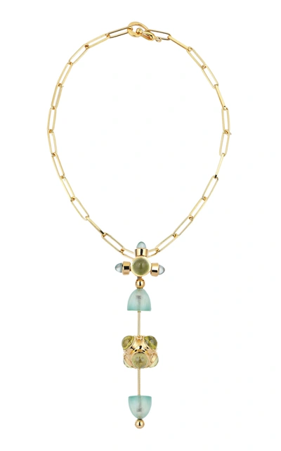 Shop Evren Kayar Women's Celestial Galaxy 18k Yellow Gold Prehnite; Quartz Necklace In Multi