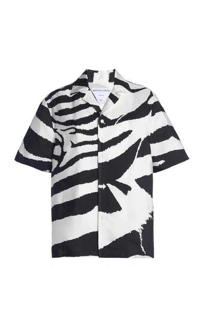 Shop Bottega Veneta Zebra-print Crepe Parachute Shirt In Black,white