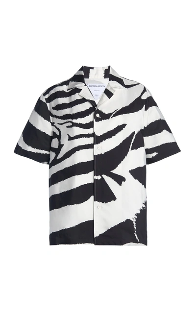 Bottega Veneta Zebra Stripe Parachute Button-up Shirt In Black,white