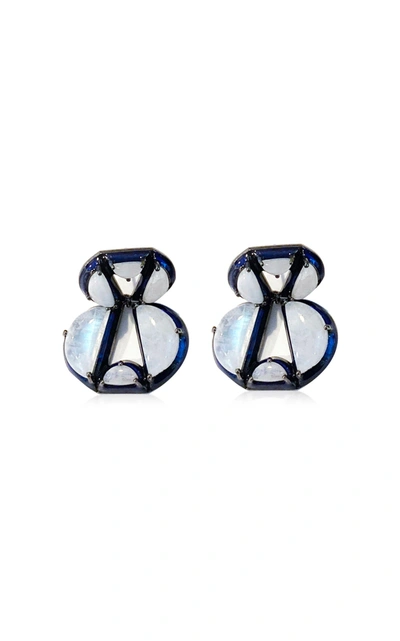 Shop Nak Armstrong Women's Nakard Infinity Sterling Silver Moonstone Earrings In White