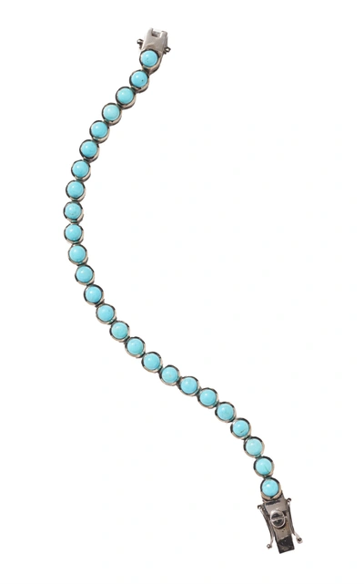 Shop Nak Armstrong Women's Nakard Mini Dot Sterling Silver Turquoise Bracelet In Blue