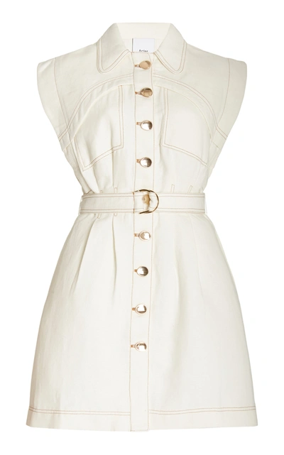 Shop Acler Women's Westcroft Belted Cotton-linen Mini Dress In Neutral
