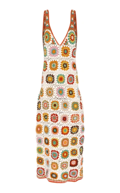 Shop Alãmais Women's Cotton Crocheted Midi Dress In Multi