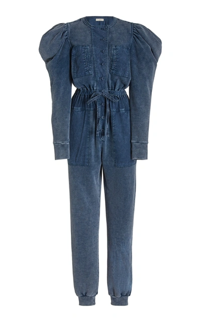 Shop Ulla Johnson Women's Sadie Puff-sleeve Cotton Jumpsuit In Blue