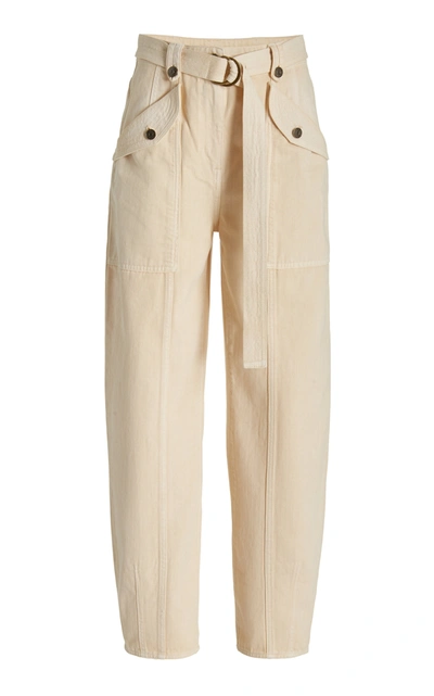 Shop Ulla Johnson Women's Waverly Belted High-rise Tapered Jeans In White