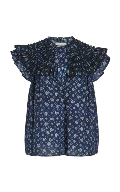 Shop Ulla Johnson Women's Solina Frill-trimmed Cotton Blouse In Blue