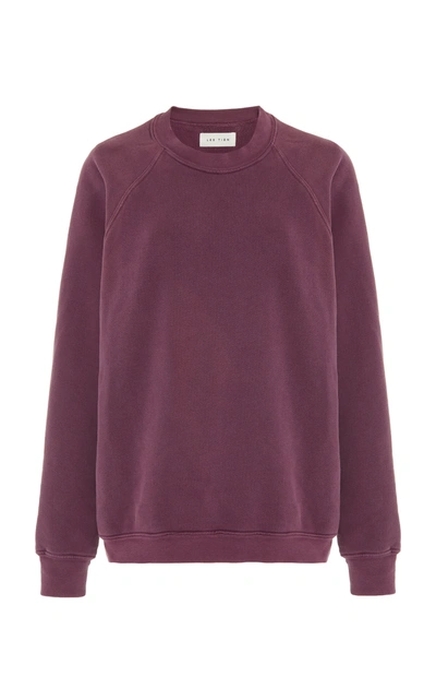 Shop Les Tien Women's Classic Cotton Fleece Crewneck Sweatshirt In Purple