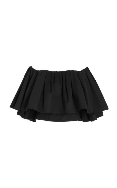 Shop Carolina Herrera Women's Off-the-shoulder Cotton-blend Blouse In Black