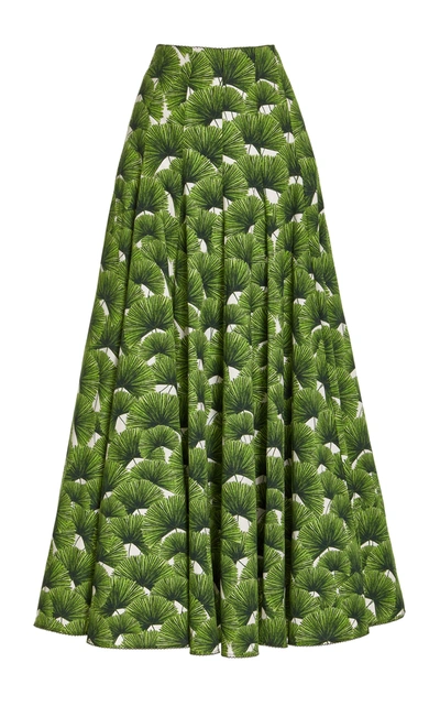 Shop Agua By Agua Bendita Women's Mimosa Printed Cotton Maxi Skirt In Green