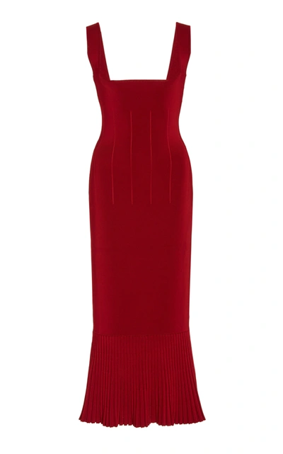Shop Galvan Women's Atalanta Stretch-knit Midi Dress In Red