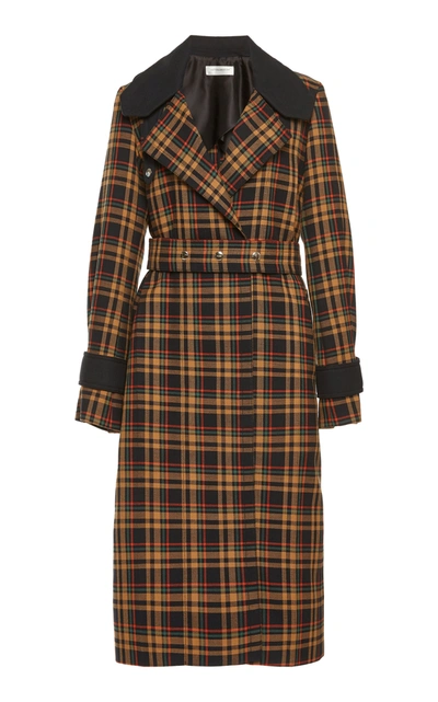 Shop Victoria Beckham Women's Belted Checkered Trench Coat In Brown