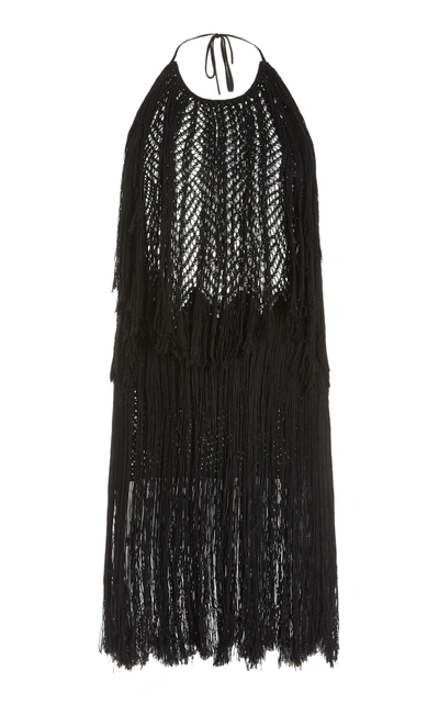 Shop Altuzarra Women's Delphinia Fringed Cotton-silk Halter Top In Black