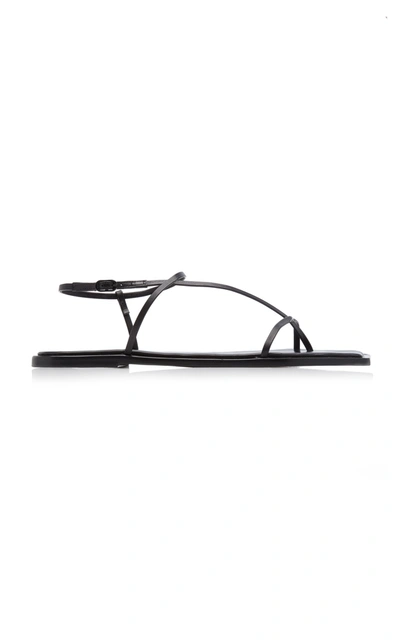 Studio Amelia Filament Squared Flat Flip Flops In Black
