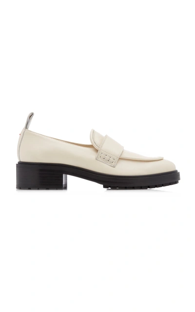 Shop Aeyde Ruth Leather Loafers In White
