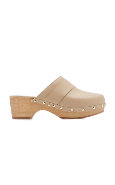 Shop Aeyde Women's Bibi Studded Leather Clogs In Neutral