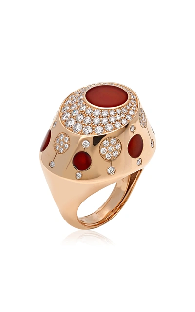 Shop Francesca Villa Women's Cruella Deville 18k Yellow Gold Cornelian; Diamond Ring In Red