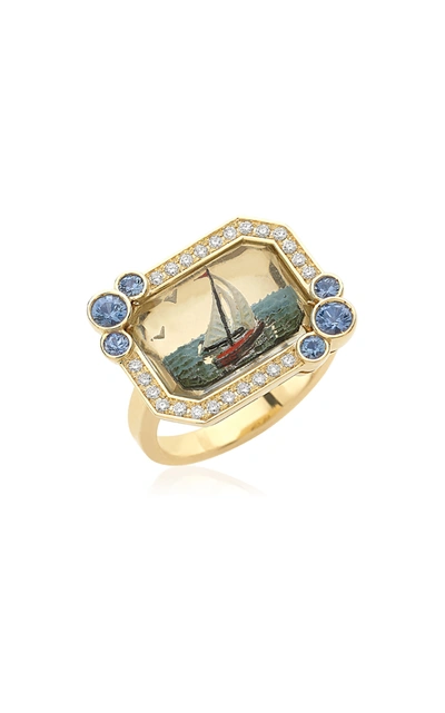 Shop Francesca Villa Women's Being 18k Yellow Gold Crystal; Sapphire; Diamond Ring In Multi