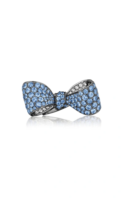 Shop Mimi So Women's Bow 18k Gold Diamond And Sapphire Ring In Blue