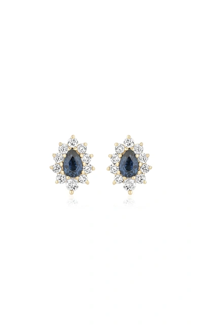 Shop Adina Reyter Women's Diana 14k Yellow Gold Sapphire; Diamond Earrings In Blue